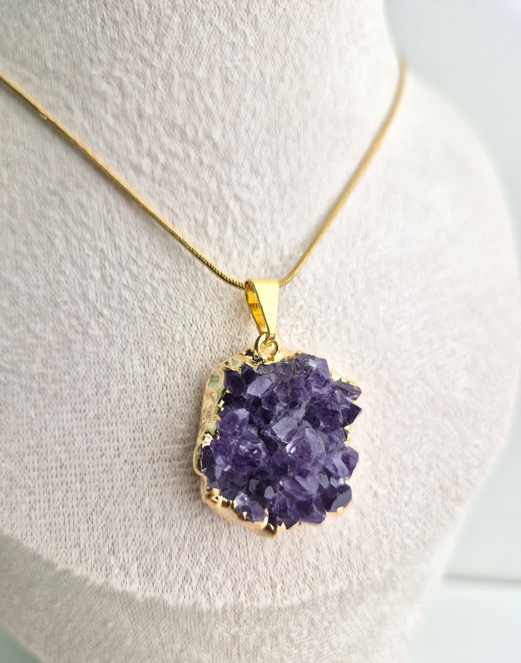 Amethist cluster ketting goud 1