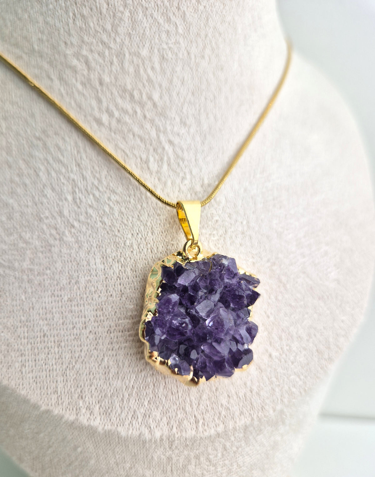 Amethist cluster ketting goud 1