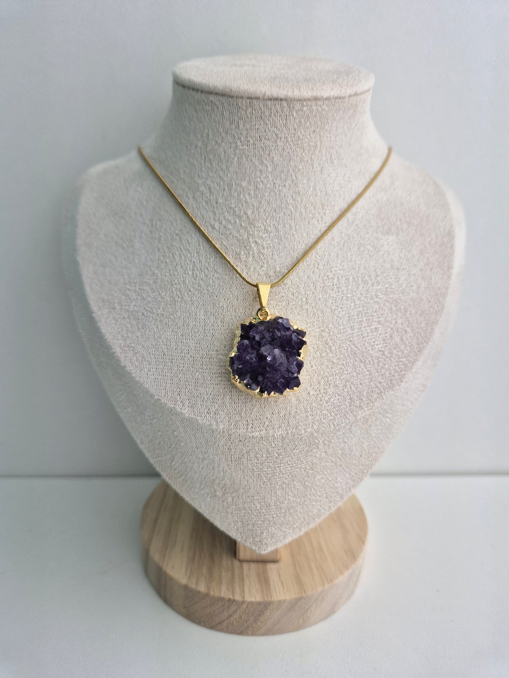 Amethist cluster ketting goud 1