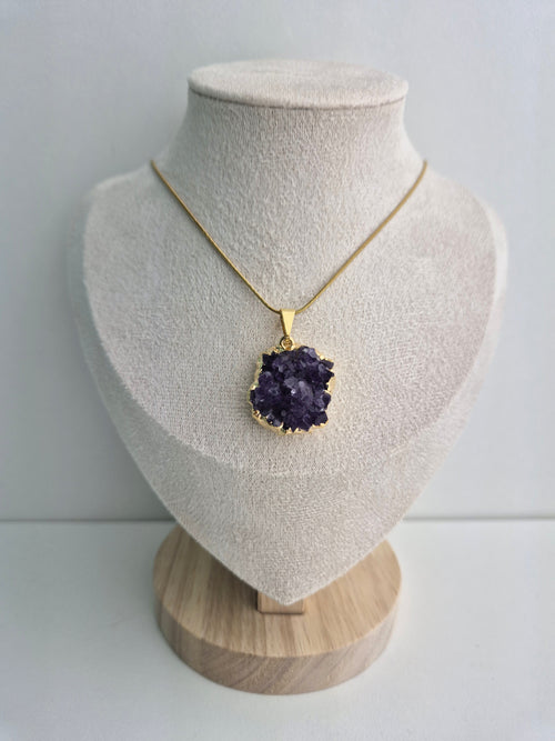 Amethist cluster ketting goud 1