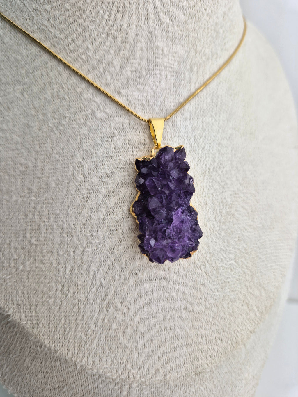 Amethist cluster ketting goud 2