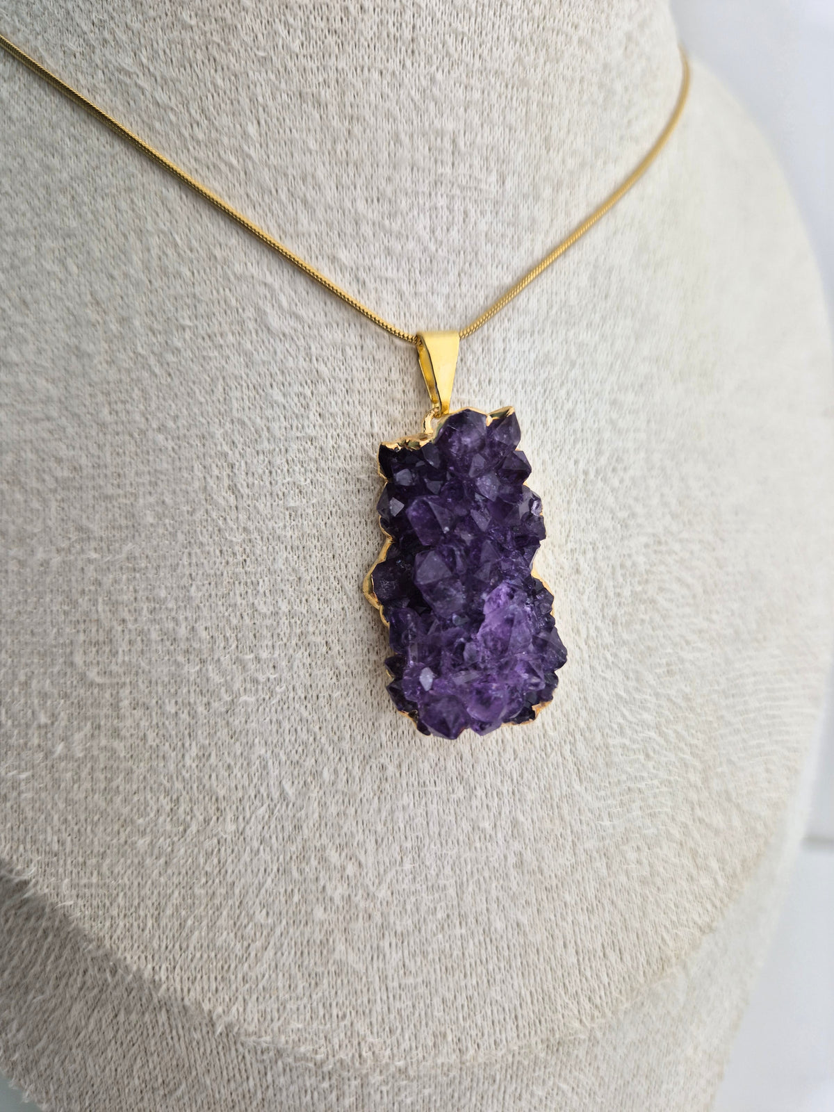 Amethist cluster ketting goud 2