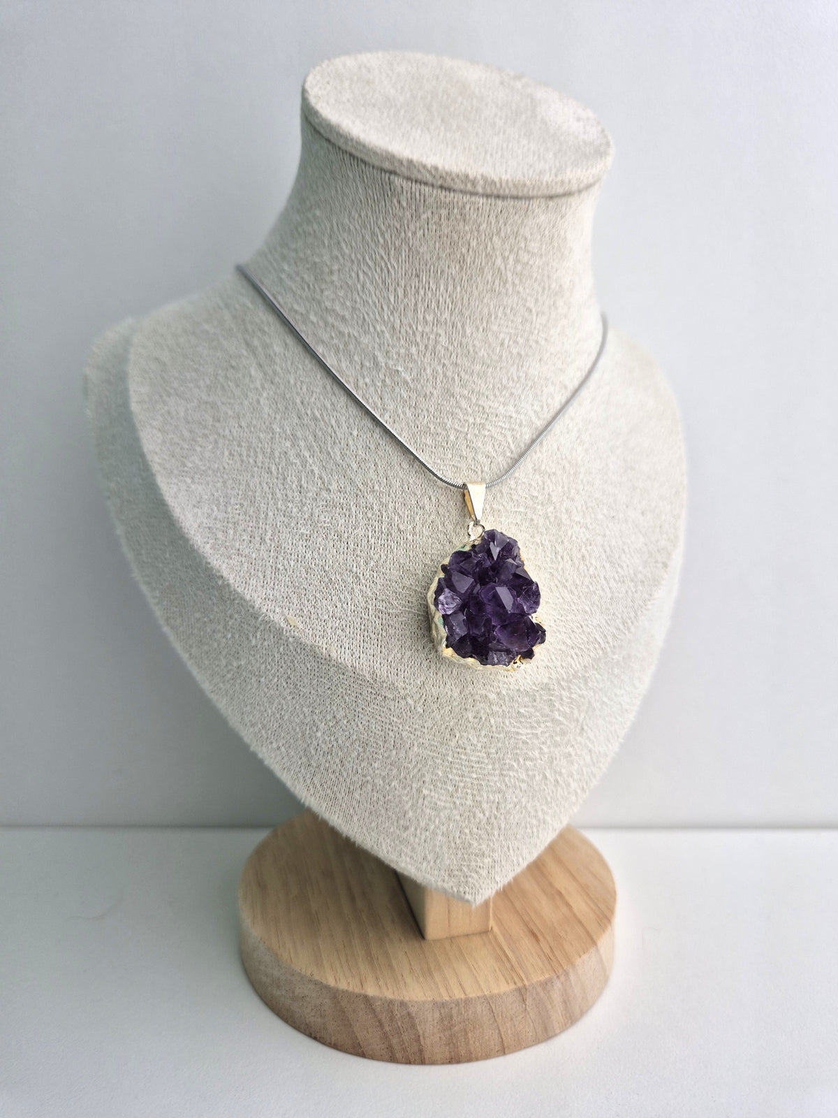 Amethist cluster ketting zilver 1