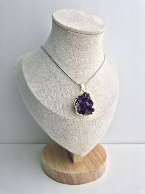 Amethist cluster ketting zilver 1