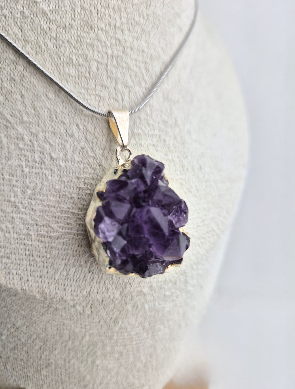 Amethist cluster ketting zilver 1