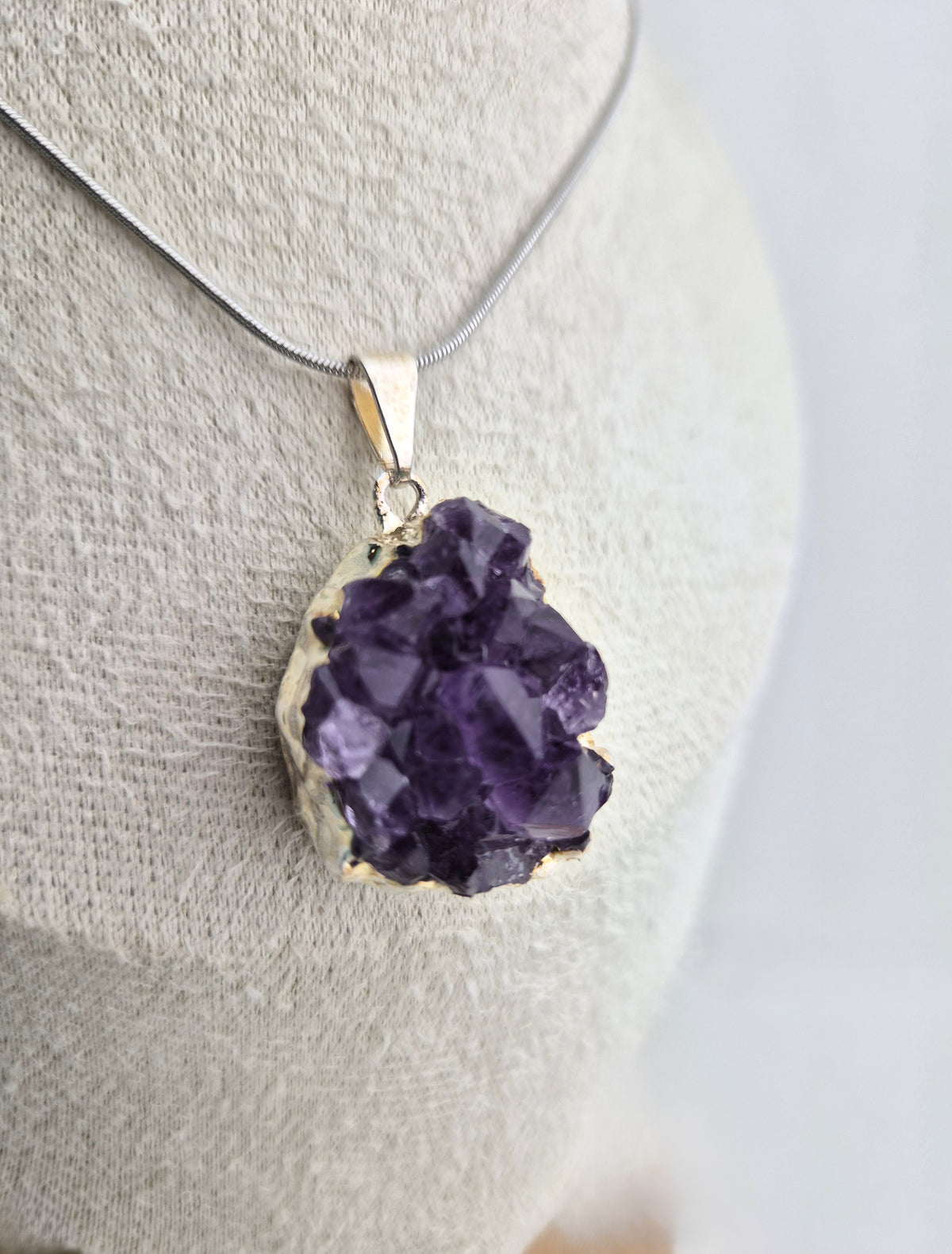Amethist cluster ketting zilver 1