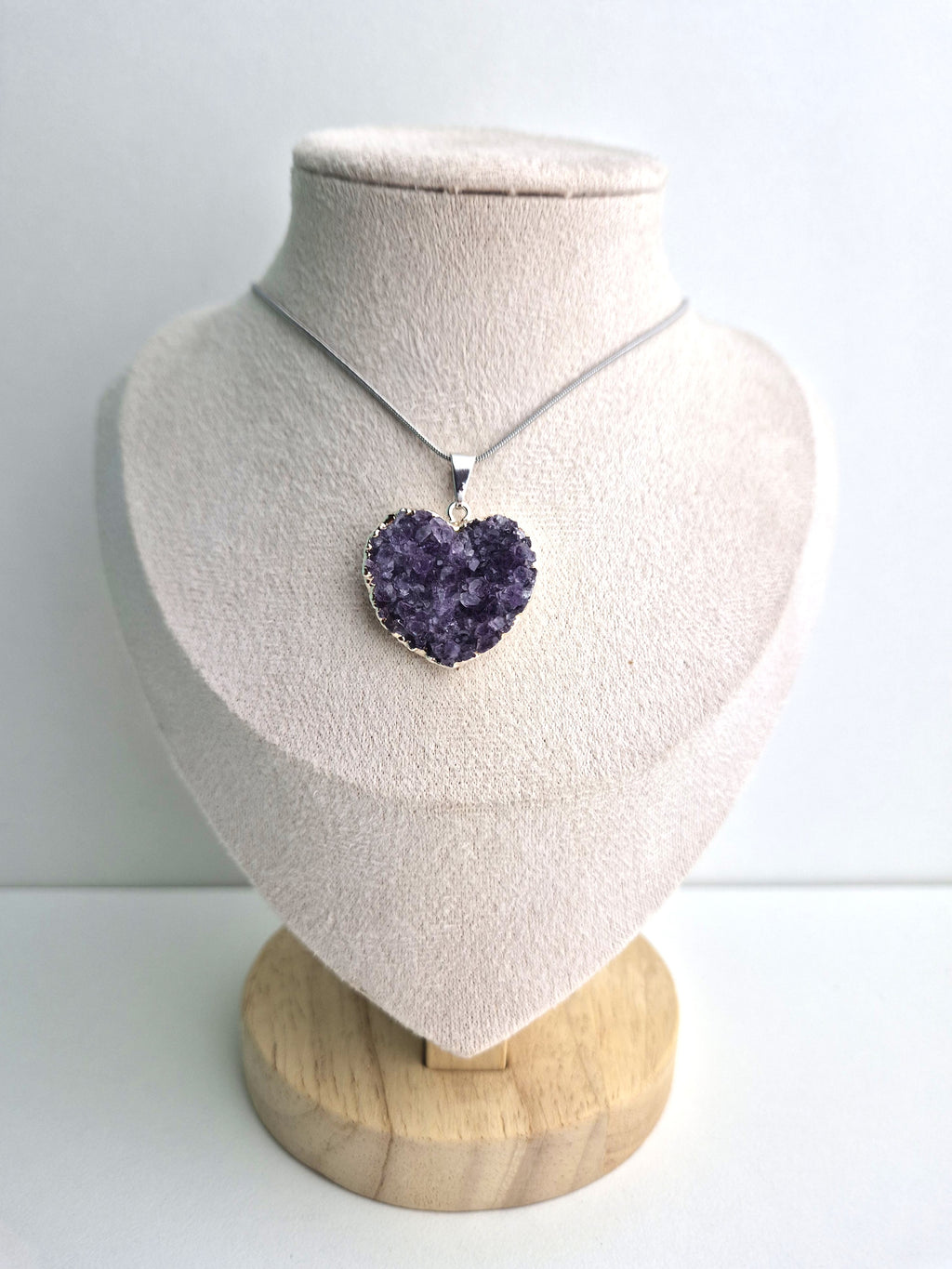 Amethist druzy hart halsketting zilver