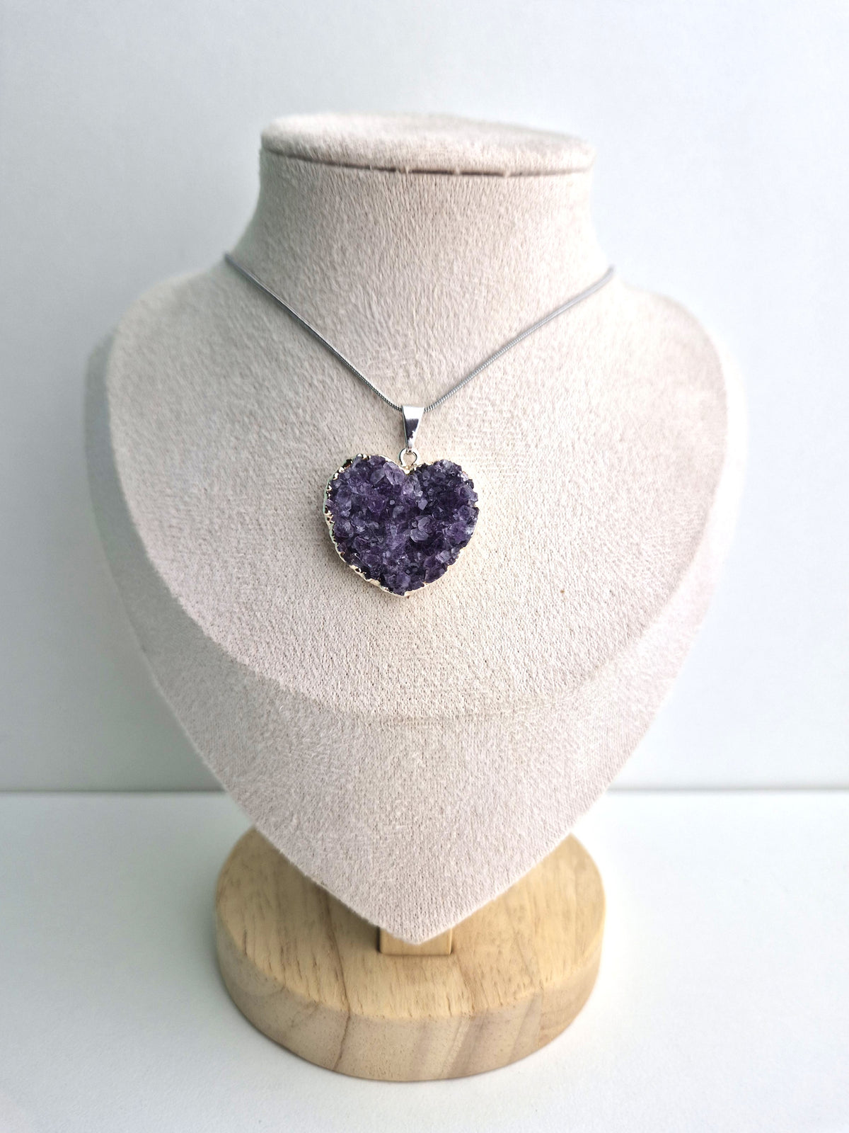 Amethist druzy hart halsketting zilver