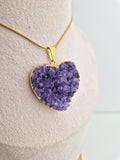 Amethist druzy hart halsketting goud