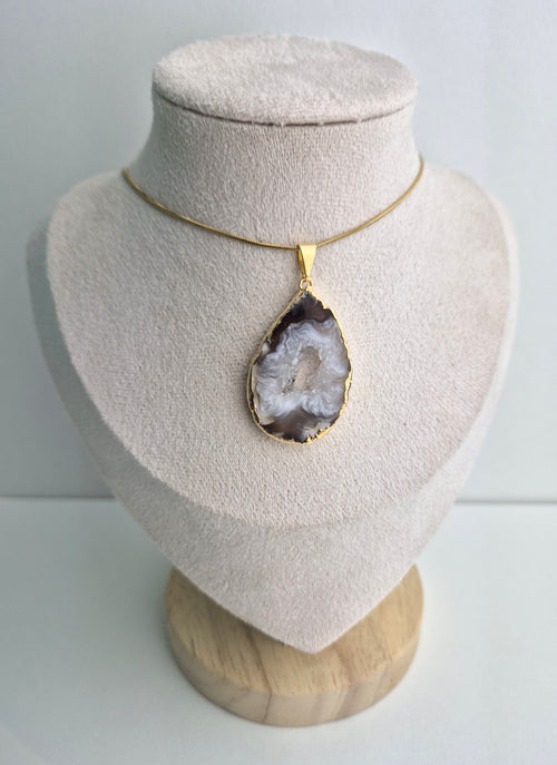 Agaat geode goud ketting 1